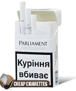 Parliament Silver King Size cigarettes, 20-stick hinge-lid box, single pack front view