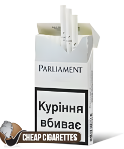 Parliament Aqua Super Slims cigarettes, 20-stick hinge-lid box, front view