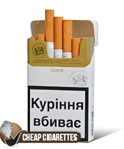 Philip Morris Gold King Size cigarettes, 20-stick hinge-lid box, front view
