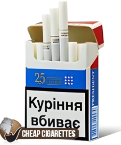President XL Special Stars Edition Blue King Size cigarettes, 25-stick flip-top pack, front view