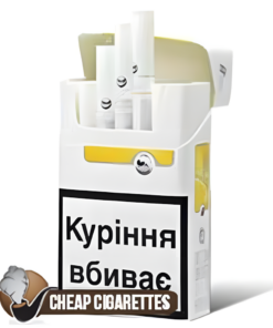 Prima Lux Gold King Size cigarettes, 20-stick hinge-lid box, front view