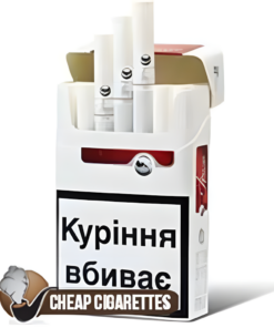 Prima Lux Red King Size cigarettes, 20-stick hinge-lid box, front view