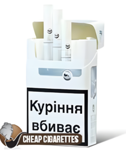 Prima Lux Silver King Size cigarettes, 20-stick hinge-lid box, single pack front view