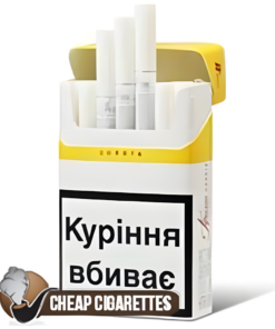 Prima Optima Gold King Size cigarettes, 20-stick hinge-lid box, front view