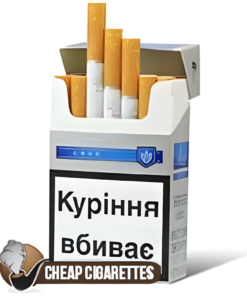 Prima Silver Blue King Size cigarettes, 20-stick hinge-lid box, front view
