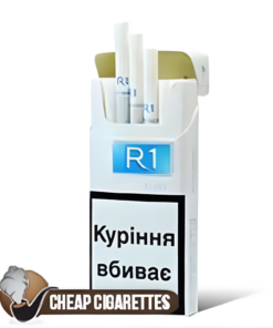 R1 Slims White cigarettes, 20-stick box, single sealed pack, front view