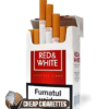 Red & White American Blend King Size cigarettes, 20-stick hinge-lid box, front view