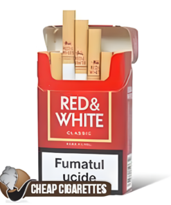 Red & White Classic Non-Filter King Size cigarettes, 20-stick hinge-lid box, front view