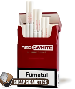 Red & White Rich Super Slims cigarettes, 20-stick flip-top box, front view