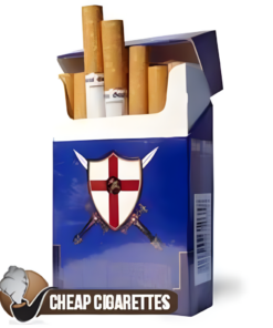 Saint George Blue King Size cigarettes, 20-stick hinge-lid box, front view