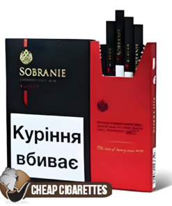 Sobranie Black Super Slims cigarettes, 20-stick hinge-lid box, single pack front view