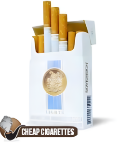 Sovereign Lights Blue King Size cigarettes, 20-stick box, front view