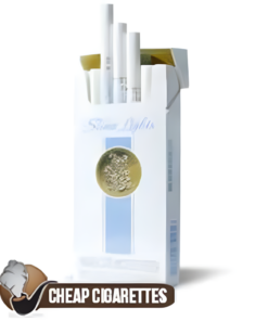 Sovereign Silver Slims cigarettes, 20-stick hinge-lid box, front view