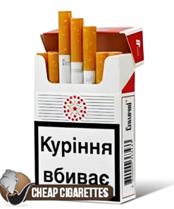 Stolicnii Original Red King Size cigarettes, 20-stick hinge-lid box, front view