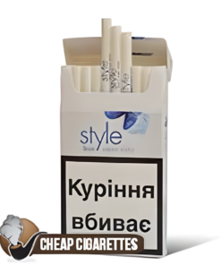 Style Blue Super Slims cigarettes, 20-stick pack, single pack front view