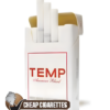 Temp Export Red King Size cigarettes, 20-stick flip-top pack, front view