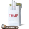 Temp Silver King Size cigarettes, 20-stick flip-top box, front view