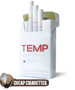 Temp Silver King Size cigarettes, 20-stick flip-top box, front view