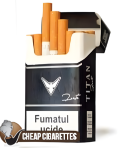 Titan Forte Blue King Size cigarettes, 20-stick hinge-lid box, front view
