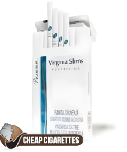 Virginia Premium Blue Super Slims cigarettes, 20-stick flip-top box, front view