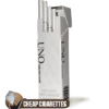 Virginia UNO White Super Slims cigarettes, 20-stick hinge-lid box, single pack front view