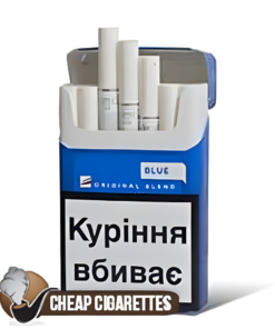 West Blue King Size cigarettes, 20-stick hinge-lid box, single pack front view