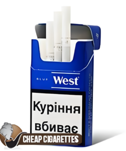West Blue Compact cigarettes, carton of 10 packs of 20, hinge-lid box, front view