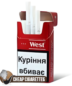 West Red King Size cigarettes, 20-stick hinge-lid box, front view