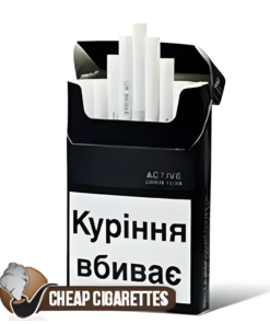 West Fusion Black Super Slims cigarettes, 20-stick hinge-lid box, front view