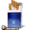 West Medium Red King Size cigarettes, 20-stick hinge-lid box, single pack front view