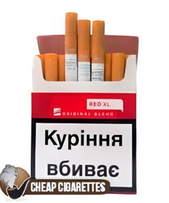 West Red XL King Size cigarettes, 20-stick hinge-lid box, single pack front view