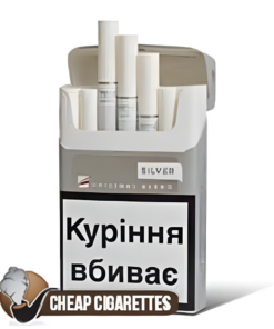 West Silver King Size cigarettes, 20-stick hinge-lid box, front view