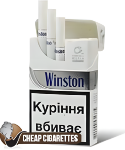 Winston Silver King Size cigarettes, 20-stick hinge-lid box, single pack front view