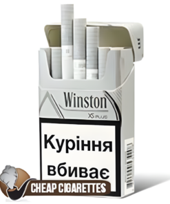 Winston XS Plus Silver King Size cigarettes, 20-stick hinge-lid box, single pack front view