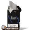 Winston XSense Blue Super Slims cigarettes, 20-stick hinge-lid box, front view