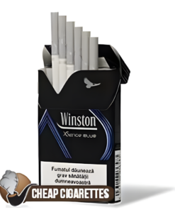 Winston XSense Blue Super Slims cigarettes, 20-stick hinge-lid box, front view