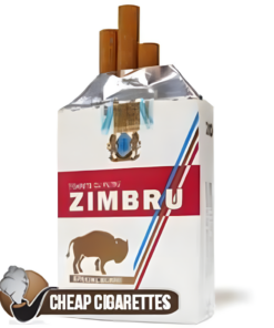 Zimbru Red King Size cigarettes, 20-stick flip-top box, front view