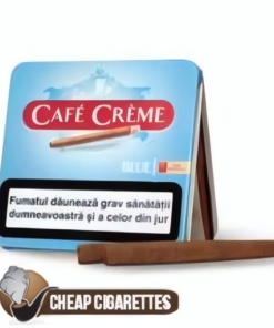 Cafe Creme Blue cigarillos, sealed pack of 8 cigarillos, front view