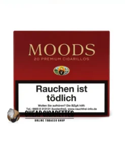 Dannemann Moods Red Filter cigarillos, single pack of 20, front view