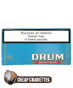Drum Bright Blue rolling tobacco, 40 g resealable pouch, front view