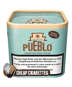 Pueblo Blue RYO/MYO rolling tobacco, 100 g resealable box, front view