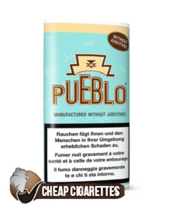 Pueblo Blue rolling tobacco, 25 g resealable pouch, front view