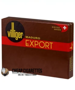 Villiger Export 5 Black cigarillos, pack of 5, box-pressed, filterless, single pack front view